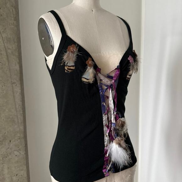 Anna Sui Feather Tank Top SZ M - Picture 2 of 8